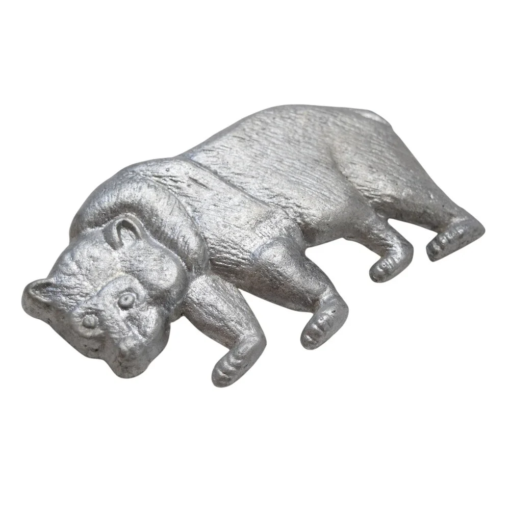 Vintage Pewter Grizzly Bear Belt Buckle Detailed Walking Wildlife Western Lodge